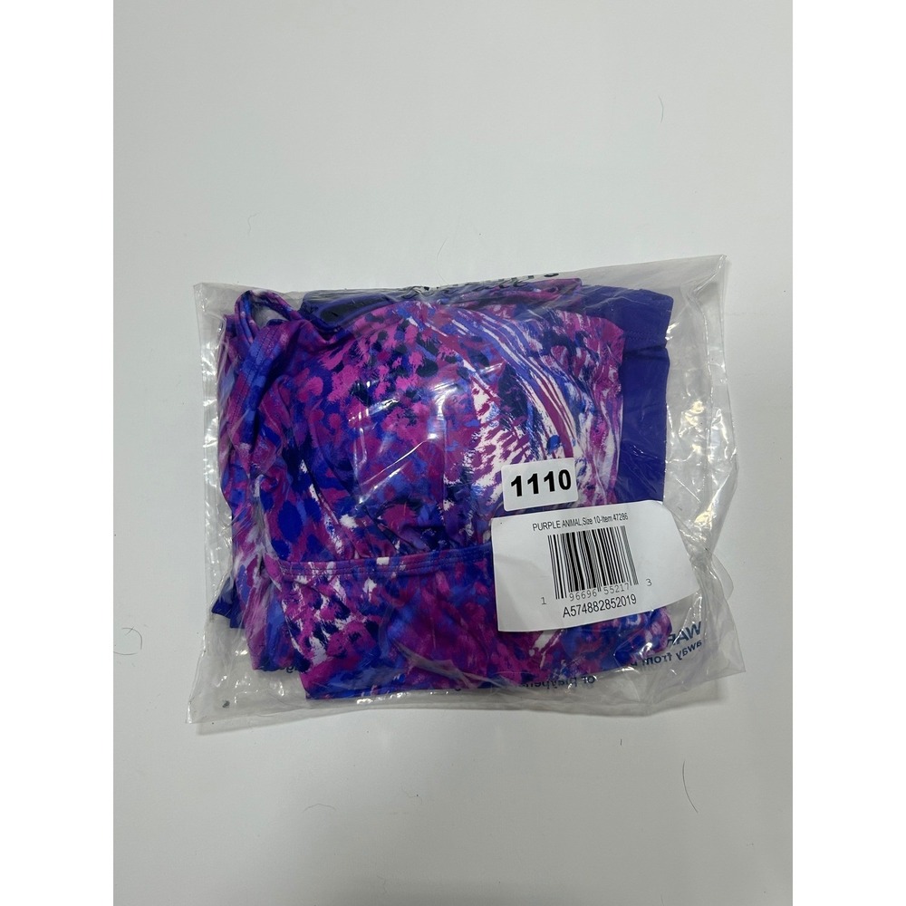 Kim Gravel x Swimsuits For All Purple Animal Print Tankini Boy Short Set 10 NEW - Picture 6 of 6